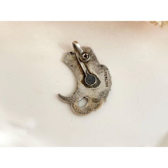 Antiqued Leaf Foliage Shaped Teeny Sterling Silver 925 Vintage Pendant | Charm - Picture 3 of 10